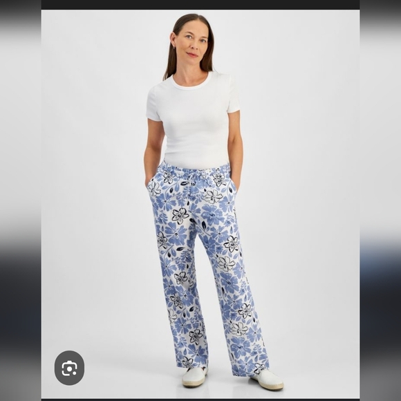 Charter Club Pants - Charter Club Luxury 100% Linen Floral Print Womens Pants Sz XL